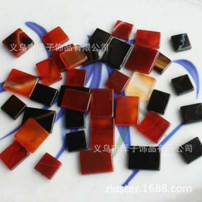 Agate Red Agate Black Agate Rectangular Square Patch Non-Hole Double Flat Ornament Accessories Wholesale