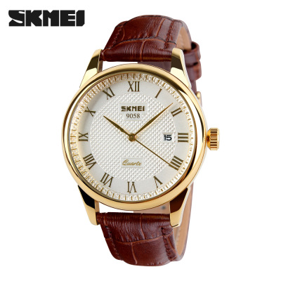 Skmei Casual Business Men's Watch Single Calendar Handsome Elegant Fashionable Watch Men's Genuine Leather Waterproof Couple Watch