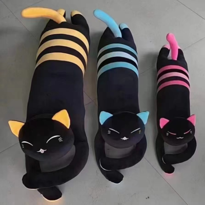Foreign Trade New Popular Models Black Stripes Cat Pillow Animal Doll Plush Toys Amazon Cross-Border Hot