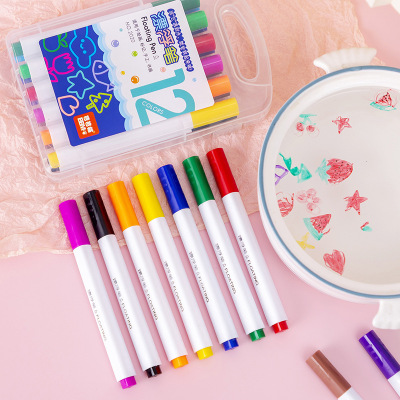 Douyin Online Influencer Children's Magic Water Color Floating Pen Wholesale 12 Colors Student Marker Pen Painting Whiteboard Marker