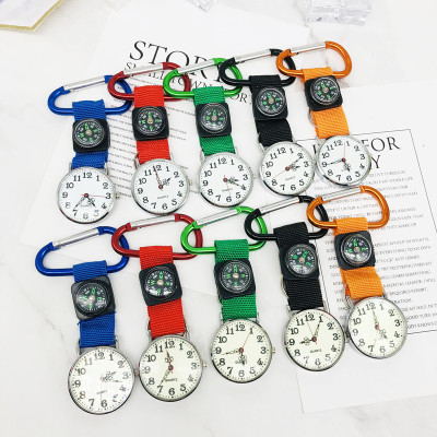 Multifunctional Travel Luminous Keychain Pocket Watch Nursing Watch Boys and Girls Primary and Secondary School Students Compass Watch for the Old