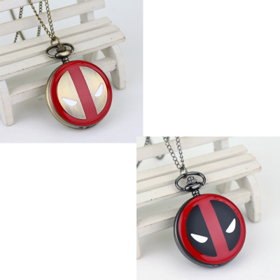 Hot Sale Marvel Series Films and Television Products Deadpool Modeling Fashion Pocket Watch Quartz Clock Factory Direct Sales One Piece Dropshipping