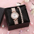 2pcs Two-Piece Set Women's Watch Diamond Women's Bracelet Watch Fashion Trend Korean Fashion Watch Rhinestone Quartz Watch