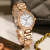 Guou Rhinestone Women's Watch Simple Graceful Two-Pin Half Women's Watch Trendy Blue Glass Rose Gold Steel