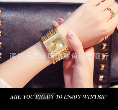 Foreign Trade Women's Fashion Fashion Watch Square Foreign Trade Bracelet Factory Direct Sales Rhinestone Watch A010