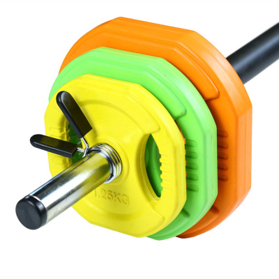 Women's Aerobics Barbell Gym Home Color Rubber-Covered Barbell Hand Grab Barbell Disk Cast Iron Squat Set