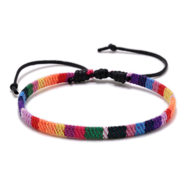 2022 New Rainbow Ethnic Style Bracelet Original Handmade Cotton and Linen Bracelet Clothing Accessories Fabric Bracelet