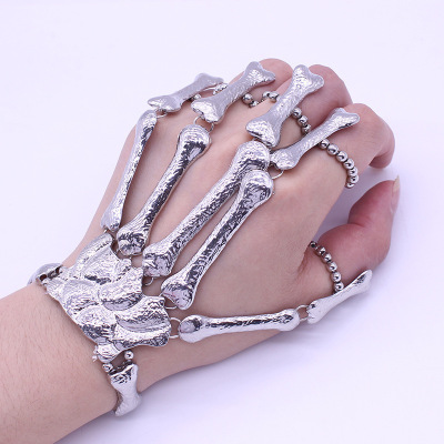 Halloween Ornaments European and American Exaggerated Metal Skeleton Skull Bracelet Ghost Claw Finger Bracelet Accessories Wholesale