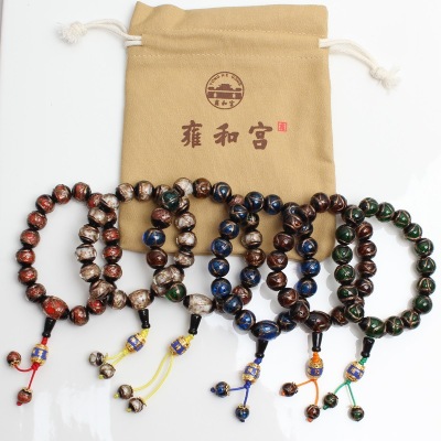 Beijing Yonghe Palace Same Style Fragrant Gray Colored Glaze Bracelet Buddha Beads TikTok Little Red Book Fragrant Gray Glazed Bracelet Men and Women Jewelry