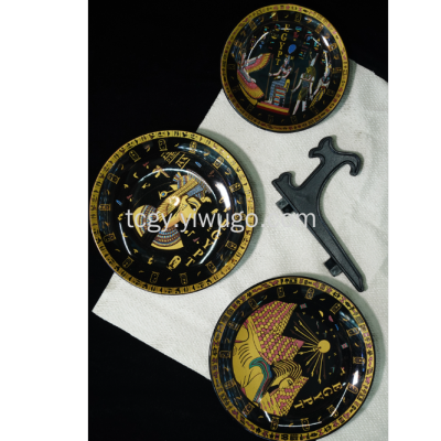Ceramic Tourist Souvenir/Customized Decorative Tray/Factory Direct Sales Egyptian Bronzing Ceramic Souvenir Ornaments