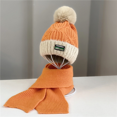 Children's Hat Autumn and Winter 6-12 Years Old Children's Scarf Set Labeling Boys and Girls Warm Wool Hat Knitted Hat