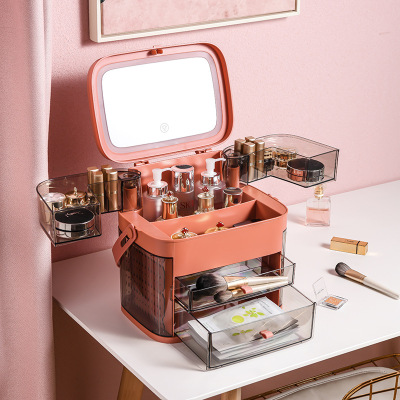 Yi Yi Cross-Border New Product Storage Box Makeup Mirror Cosmetics Storage Box Dressing Table Finishing Box Skincare Shelves