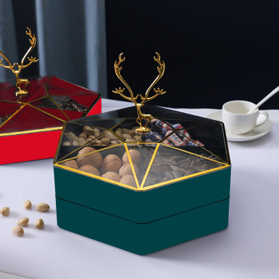 Deer Affordable Luxury Style Fruit Plate Household Living Room Coffee Table High-Grade Dried Fruit Box Nuts Candy Box Snacks Melon Seed Storage Box