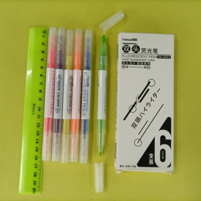 FM-6002 6 Color Combination Double-Headed Fluorescent Pen