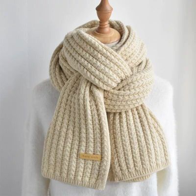 INS Harajuku Style Coarse Yarn Knitted Scarf for Women Winter Korean Style All-Matching Warm Japanese Style Students Solid Color Fashionable Scarf