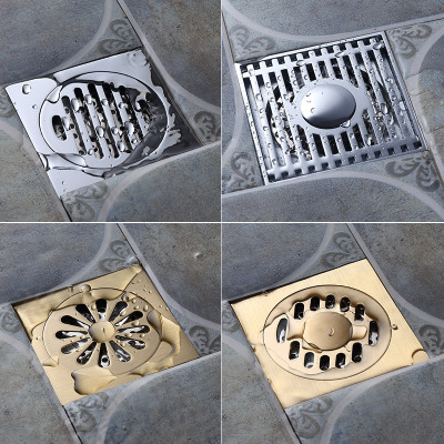 Refined Copper Shower Drain Deep Water Sealed Deodorant Anti-Blocking Brass Thickened Antique Large Displacement Dual-Use Floor Drain Factory Wholesale