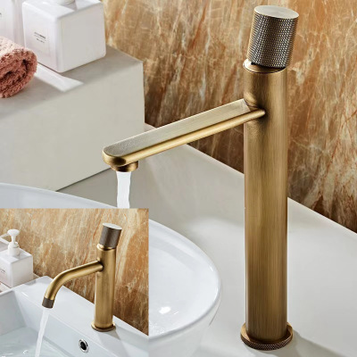 Copper Archaistic Faucet Basin Hot and Cold European Style Table Basin Washbasin Faucet Bathroom Cabinet Balcony Faucet