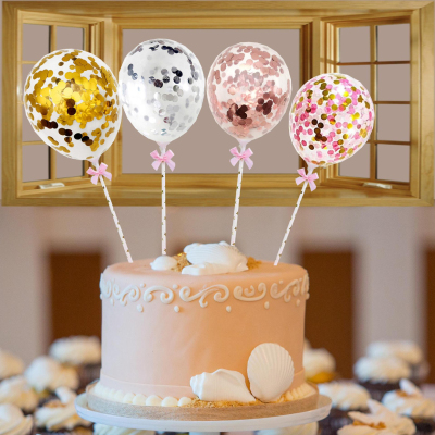 Internet Celebrity Ins5 Inch Paper Scrap Sequins Transparent Balloon Plug-in Birthday Party Dessert Bar Cake Inserting Card Pack