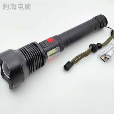 New Outdoor Long Shot P90 Flashlight with Sidelight Power Bank Power Display Telescopic Focusing Rechargeable Flashlight