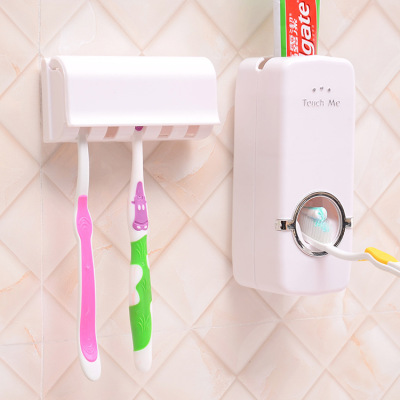 Creative Automatic Toothpaste Set Touch Me Toothpaste Squeezer Five-Bit Toothbrush Holder