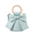 Non-Mainstream Fresh Sweet Bow Bucket Bag Solid Color Pu Handbag All-Match Shoulder Messenger Bag