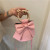 Non-Mainstream Fresh Sweet Bow Bucket Bag Solid Color Pu Handbag All-Match Shoulder Messenger Bag