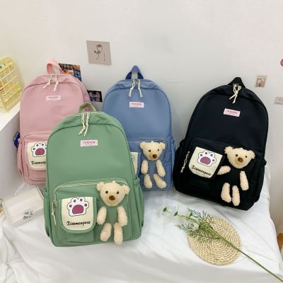 New Cute Bear Backpack Campus Mori Student Schoolbag Korean High School Student Junior High School Student Large-Capacity Backpack