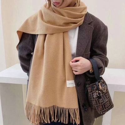 South Korea Dongdaemun New Arrival of Autumn and Winter Scarf Monochrome Tassel Artificial Cashmere Scarf All-Matching Thickened Warm Shawl Female