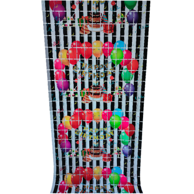 Cheap colorful balloon pattern water proof customized english PET foil square door curtain for Birthday Party decoration