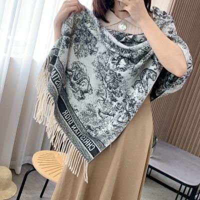 2022 New European And American Winter Hot Artificial Cashmere Scarf Landscape Painting Women 'S Double-Sided Thermal Brand Scarf Wholesale
