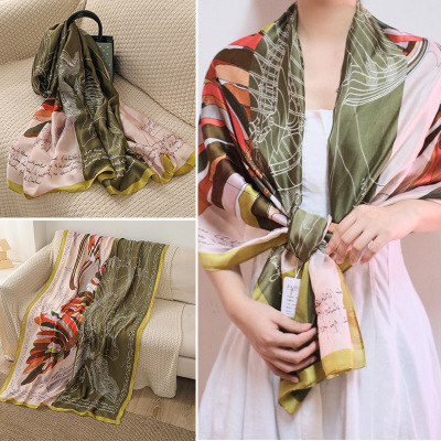 Spring Printed Silk Scarf Women's High-End Artificial Silk Shawl Mulberry Silk Scarf 2022 New Fashion Silk Scarf Wholesale