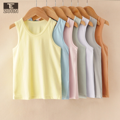 children‘s solid color vest children‘s lycra cotton elastic bottoming camisole candy color baby top one-piece delivery