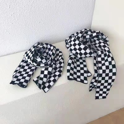 Autumn and Winter Warm Skin-Friendly Women's Bejirog Black and White Chessboard Plaid Scarf Scarf Fashionable Soft Plaid Handbag Wholesale