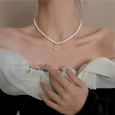 Women's Korean-Style New Pearl Necklace Light Luxury Minority Opal Asterism Pendant Design Clavicle Chain