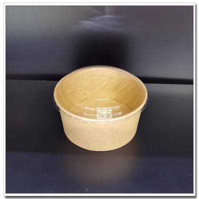 Disposable Kraft Paper Bowl Thick round Packaging Bowl Takeaway Light Food Fitness Dining Bowl with Lid Fruit Salad Bowl