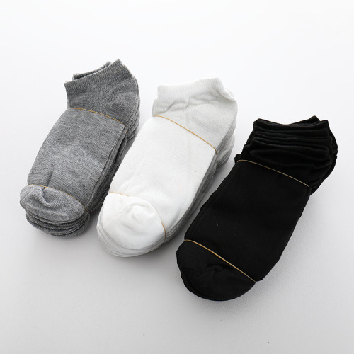 2022 Foreign Trade Stall Large Factory Direct Supply Flat Men‘s Boat Socks Polyester Solid Color Boat Socks
