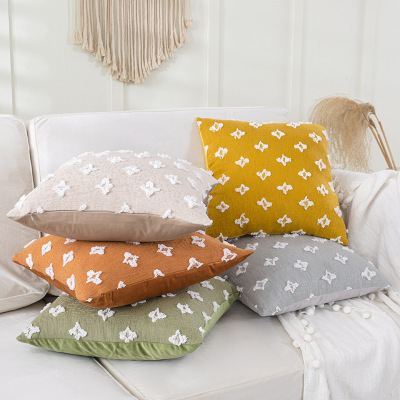 Nordic Style Colorful XINGX Cut Flower Pillow Cover Embroidery Cross Star Square Pillow Cover without Core Home Cushion