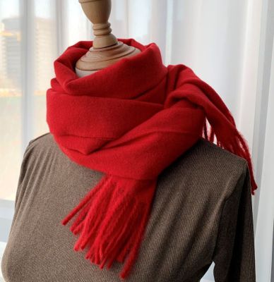 Chinese Red Scarf Autumn and Winter Solid Color Annual Meeting Gift Scarf Cashmere-like Warm Red Scarf Wholesale