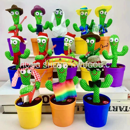 Factory Wholesale Stuffed Electric Toy Singing Learning to Speak Recording Dancing Cactus Swing Tuning Volume Cactus