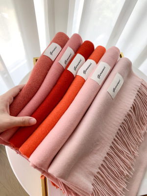 2022 New Solid Color Artificial Cashmere Scarf Women's Korean-Style Fashion All-Matching Autumn and Winter Warm Long Wrap Thick Scarf