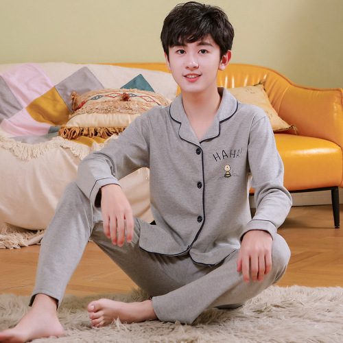 new cotton two-piece for boys home wear girls‘ sister and brother cardigan pajamas brother and sister long sleeve four seasons knitted cotton children‘s clothing