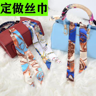 Spring and Autumn Artificial Silk Satin Ribbon Tie Bag Silk Scarf Small Scarf Women's Long Ornaments Scarf Long Tie Wholesale