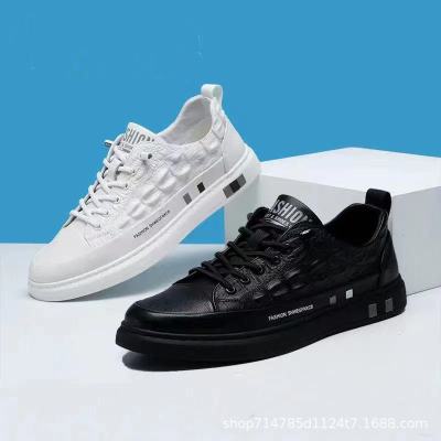 Men's Shoes 2022 Summer New Ice Silk Cloth Shoes Trendy Breathable Crocodile Pattern White Casual Shoes Board Shoes One Piece Wholesale