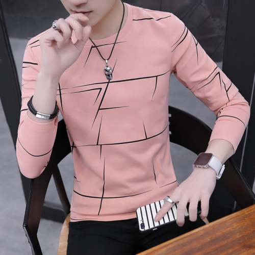 long sleeve t-shirt men‘s inner wear blouse spring men‘s clothing print bottoming shirt ins trendy loose sweater trendy brand autumn clothes