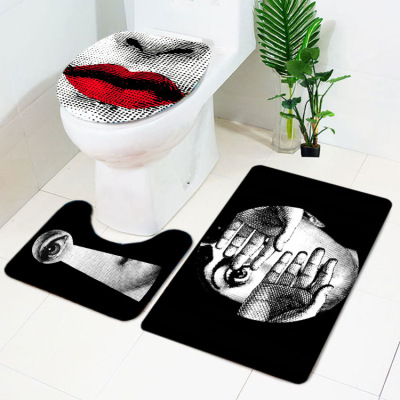 European-Style Retro Face Toilet Three-Piece Bathroom Non-Slip Floor Mat Domestic Toilet Cover Pad Amazon