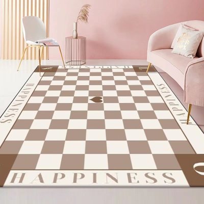 French Entry Lux Cashmere-like Living Room Bedroom Full of Fashion Chessboard Carpet Home Tatami Bedside Mats