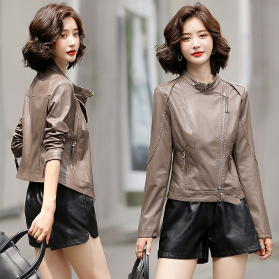 Korean Style Loose Small Pu Short Leather Jacket Women's 2022 Spring and Autumn New Korean Style Elegant Jacket Motorcycle Top