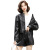 Black PU Leather Clothing Spring and Autumn 2022 New Women's Clothing Stand Collar Motorcycle Leisure Fashion Figure Flattering Short Coat