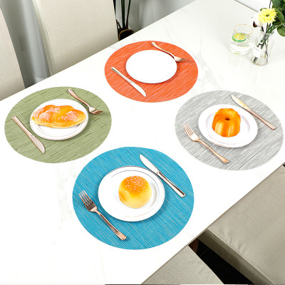 European-Style 38cm round PVC Placemat Bamboo Pattern Home Insulation Western-Style Placemat Hotel Textilene Placemat Coaster Wholesale