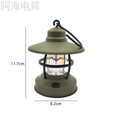 New Retro Lamp Camping Lantern Tent Light Battery Or Rechargeable Tungsten Wire Barn Lantern Camping Lamp Ambience Light